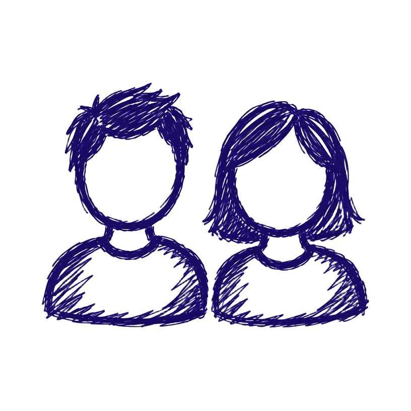 Hand-drawn sketch of two people