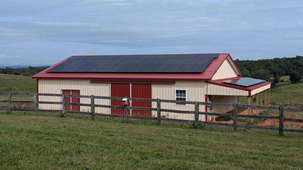 Solar panels on the roof of a barn