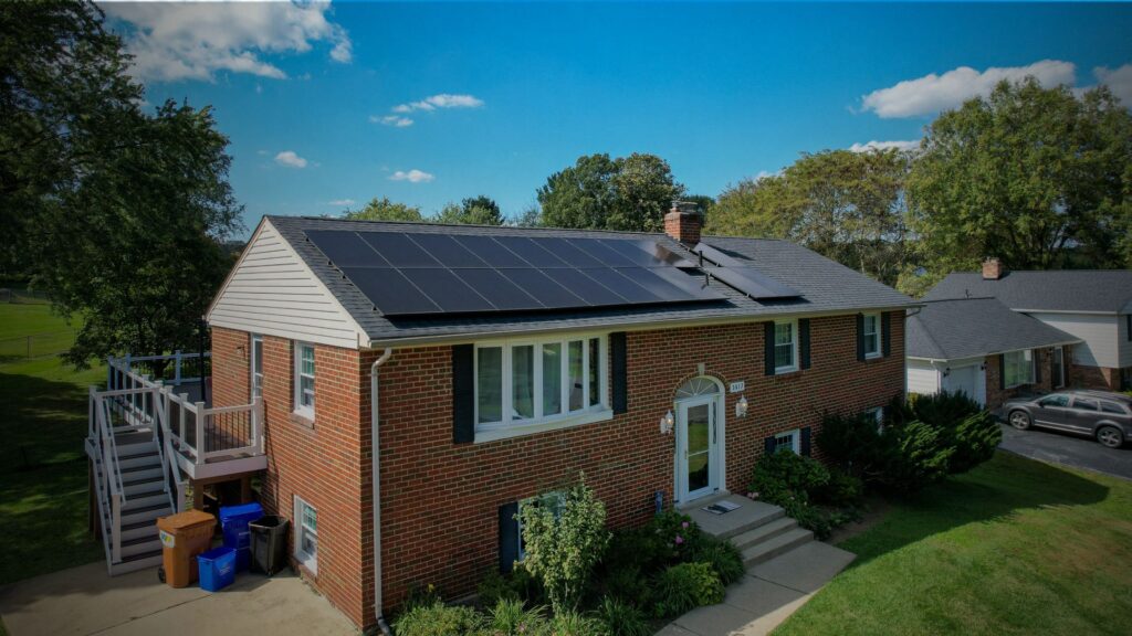 A house with an impressive solar panel display