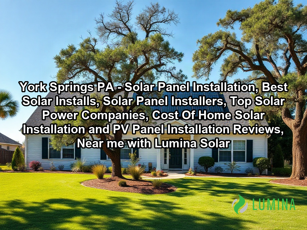 A bright, low-angle photograph of a clean, suburban single-family home with a newly installed array of dark, flush-mounted monocrystalline solar panels covering the sunny side of the asphalt shingle roof. The house features classic American residential siding and is surrounded by a well-maintained green lawn and mature oak trees under a clear blue sky.