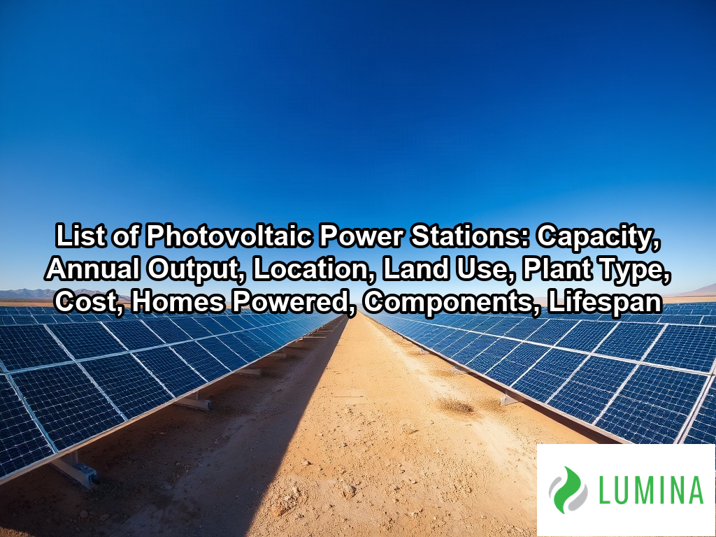 A modern control center overlooks a vast solar farm during sunrise to help visitors navigate our list of photovoltaic power stations on a page about List of Photovoltaic Power Stations: Capacity, Annual Output, Location, Land Use, Plant Type, Cost, Homes Powered, Components, Lifespan