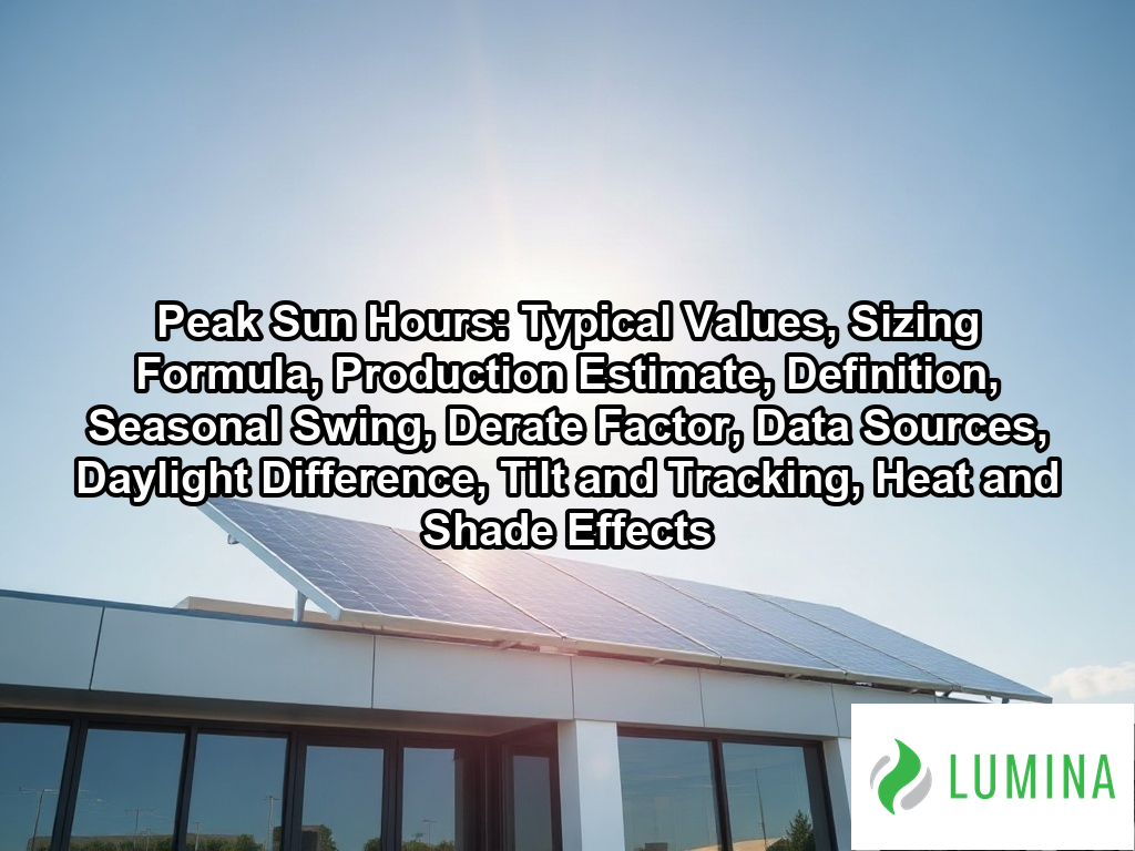 A high-angle view of solar panels on a flat roof capturing direct light to maximize peak sun hours for energy production on a page about Peak Sun Hours: Typical Values, Sizing Formula, Production Estimate, Definition, Seasonal Swing, Derate Factor, Data Sources, Daylight Difference, Tilt and Tracking, Heat and Shade Effects