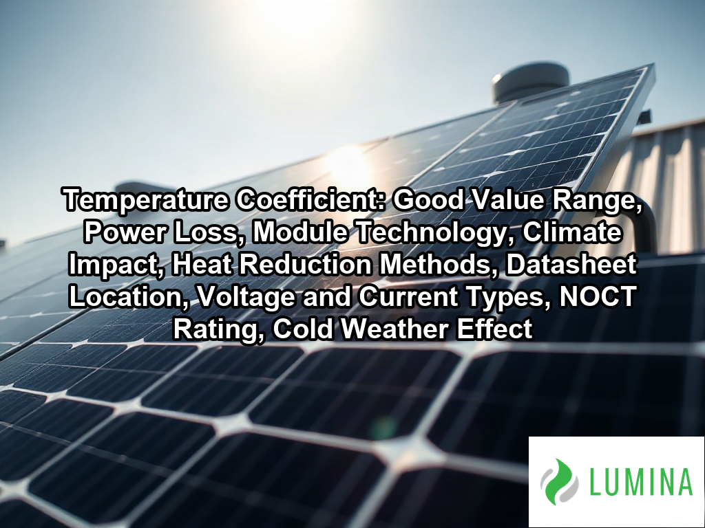 An engineer tests a solar panel in a laboratory to determine how the temperature coefficient impacts energy output on a page about Temperature Coefficient: Good Value Range, Power Loss, Module Technology, Climate Impact, Heat Reduction Methods, Datasheet Location, Voltage and Current Types, NOCT Rating, Cold Weather Effect