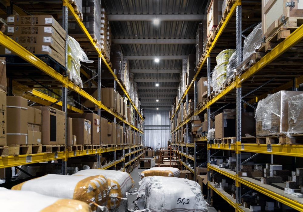 Interior of a modern warehouse storage of retail shop