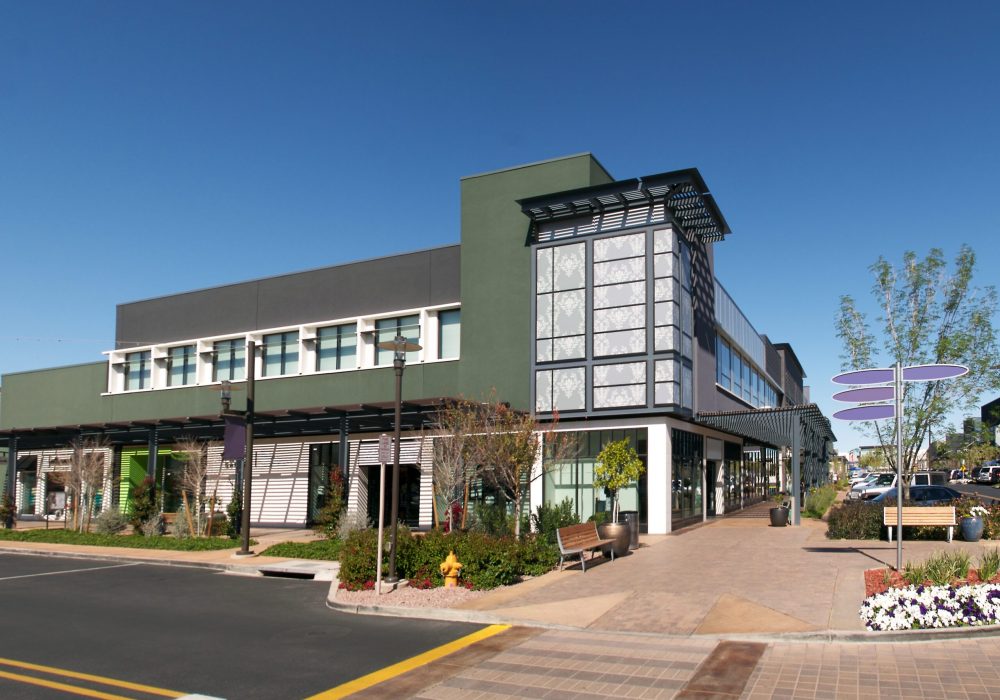 Row,Of,Shops,In,An,New,Outdoor,Shopping,Mall.