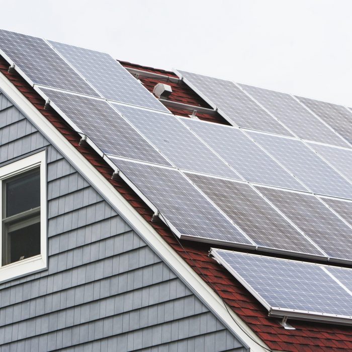 Solar panelled roof, Long Beach, New York, USA